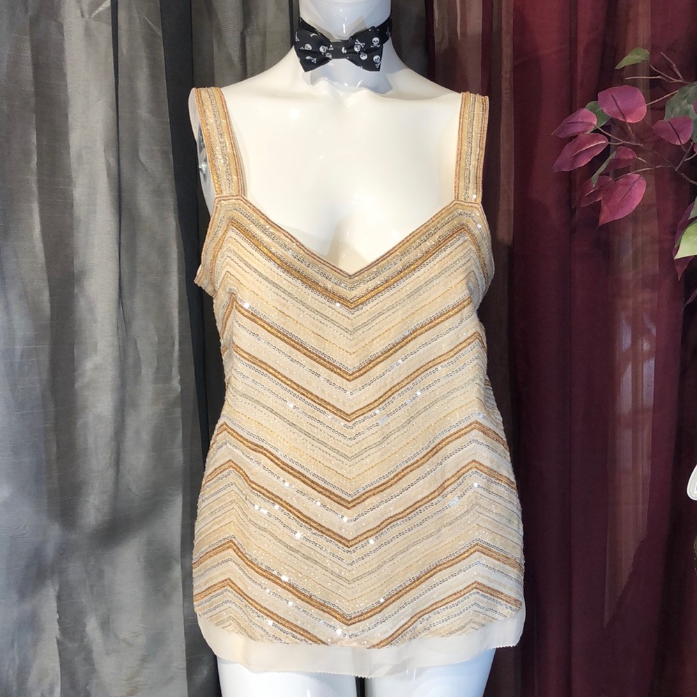Liz Claiborne beaded  metallic tank top camisole